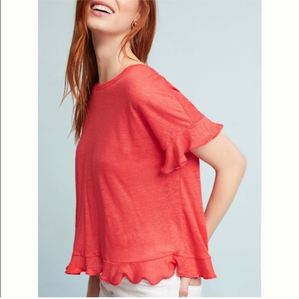Eri + Ali Ruffle Hem Open Back Top – Anthropologie – Size Small